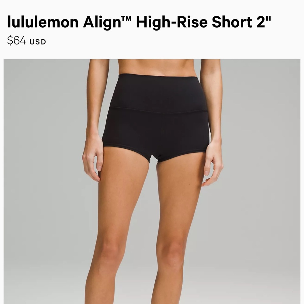 Lululemon sz 2 high rise align shorts 2” inseam